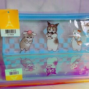 NWT mofusand x Sanrio Characters Baby Blue  Zipper Pouch B6 Pencil Case Kawaii
